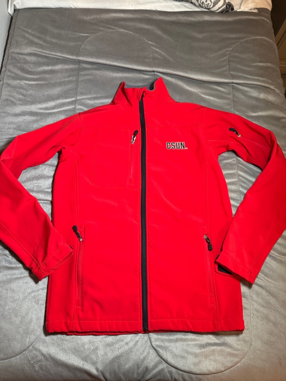 CSUN Knights Apparel Red Full-Zip lined softshell Jacket W/logo Mens Sz S